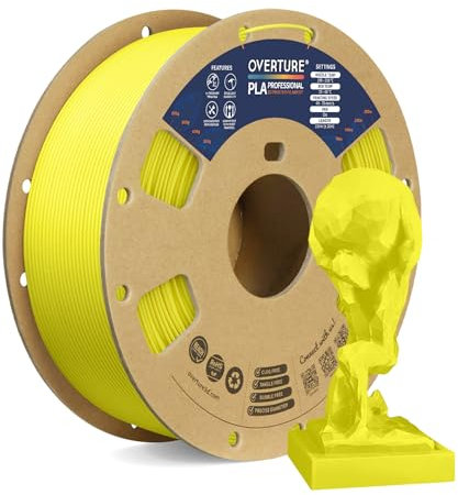 OVERTURE PLA Plus (PLA+) PLA-Filament 1,75 mm, professionelle PLA-Festigkeit, 1kg Filament (2,2 lbs), Maßgenauigkeit +/- 0,02 mm, für 3D-Drucker (Leuchtgelb)