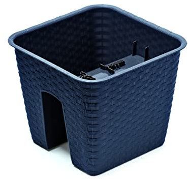 botle Kasten für Geländer Balkon Terrasse Blumentopf Rattan-Imitat 27,2 cm Antrazit