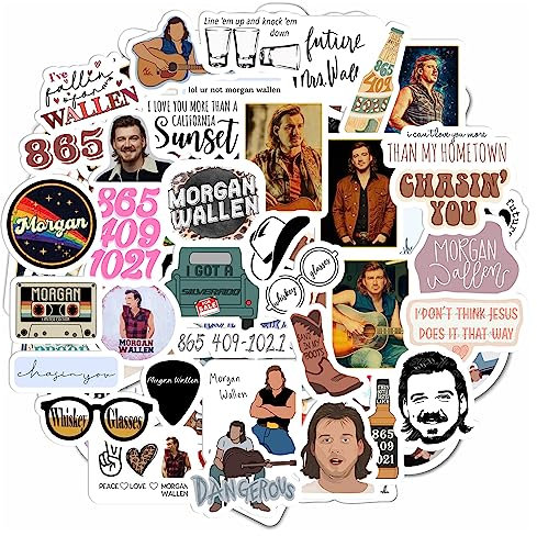 BulbaCraft 100Pcs Country Singer Stickers - Country Music Merch, Waterproof Music Stickers for Phone Cases and Laptops, Guitar Decals, Gifts for Women & Men