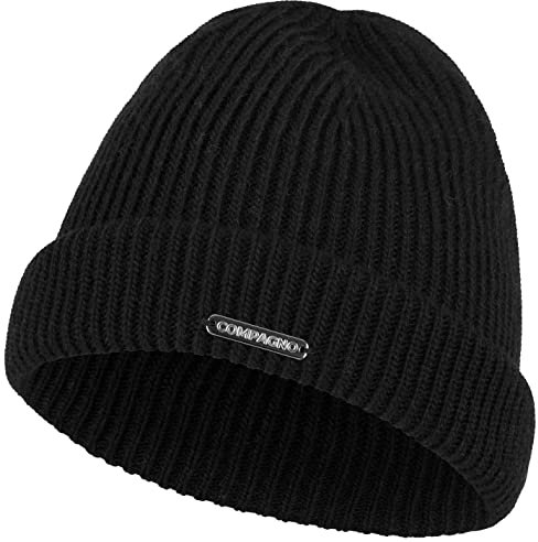 Compagno Kindermütze Beanie Wintermütze Mädchen Jungen 2-10 Jahre Strickmütze 89, Farbe:Schwarz