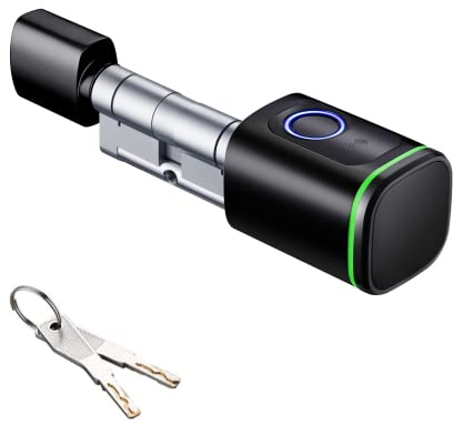 YoumiAI TT Lock BLE Smart Türschloss für Euro Zylinderschloss,elektronisches Schloss,Fingerabdruck IC Karten schlüssel,TT Lock Entriegelung (schwarz, 30/30 60mm)