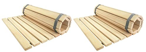 SudoreWell® 2 x Sauna Rollrost Holzmatte Bodenrost Kiefer 90 x 50 x 1,5cm (V-C002)