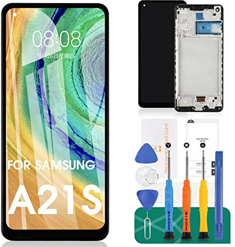 Ersatzbildschirm für Samsung Galaxy A21s für Samsung A21s LCD-Bildschirm A217 LCD-Display SM-A217F Touch Digitizer Assembly SM-A217M, SM-A217N Reparatur-Sets (schwarz mit Rahmen)
