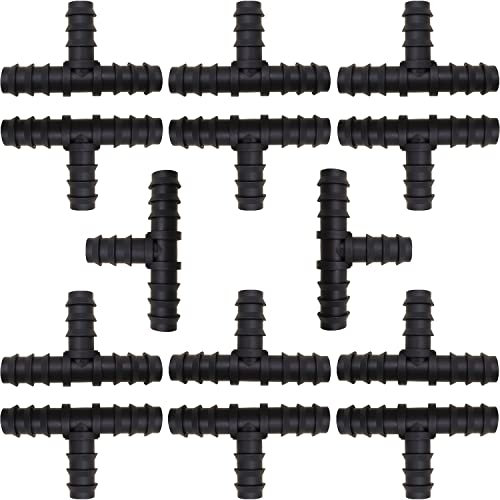 CTRICALVER Riego Por Goteo Conectores, 14 piezas conector de tubería en t, plastico conectores de manguera de riego para manguera de tubo de 1/2 (16 mm)