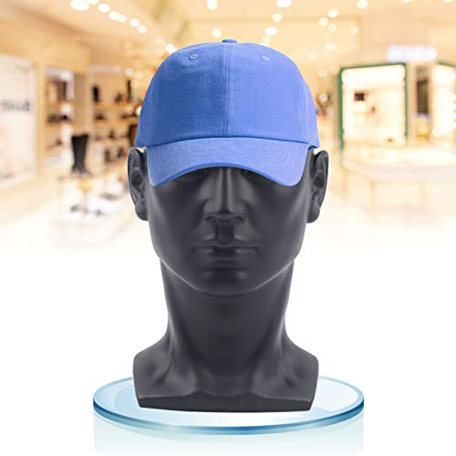 KOLHGNSE 50cm Männlich Schaufensterpuppe Modellkopf PVC Perückenkopf Dekokopf Mannequin Kopf Hüte Brille für Perücken, Hüte, Turbane, Nackenschals und Haarbänder (Mattschwarz)