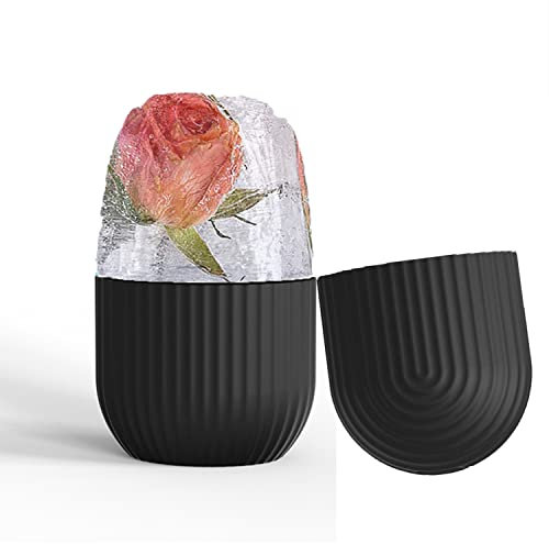 Ice Roller for Face and Eyes, Gua Sha Massage Face Roller Ice Mould, Reusable Facial Beauty Ice Roller Skin Care Tools for Brighten Skin, Eye Puffiness Treatment (Black)