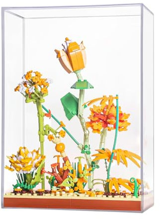 Wildblumenstrauß Bausteine Set, Blumen Bausteine Mit Acryl Vitrine, Home Deko, Botanische Sammlung, Set für Erwachsene, Nicht Kompatibel mit Lego (360 Teilige)