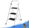 3 Step Ladder - Foldable Ladder with Handrail an Anti-Slip Mat, Portable Folding 3 Step Stool Stepladder for Home Office Kitchen, 330lbs Capacity