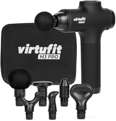 VirtuFit M3 Pro Premium Massagepistole - 6 Aufsätze - Wiederaufladbar - Muskelmassage - Kabellos - Inklusive Aufbewahrungskoffer - Professionell