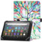 HoYiXi Funda Universal para 7-8 Pulgadas Tableta Fire HD 8 2020/2022 y Fire HD 8 Plus 2020/2022 con Soporte Folio y Correa de Mano Funda Protectora para 7-8 Samsung Lenovo Android Tableta - árbol