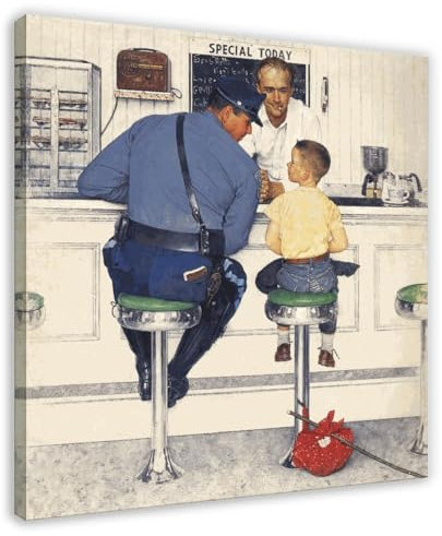 Norman Rockwell Poster 5 Leinwand Poster Schlafzimmer Dekor Sport Landschaft Büro Zimmer Dekor Geschenk Rahmenstil 30 x 30 cm
