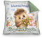 PR Print Royal Personalisiertes Kuschel-Kissen für Kinder mit Füllung - mit Name selbst gestalten - Igel Kissen für Mädchen und Jungs, Kinderkissen mit Name | 40 x 40 cm, Rückseite Grün