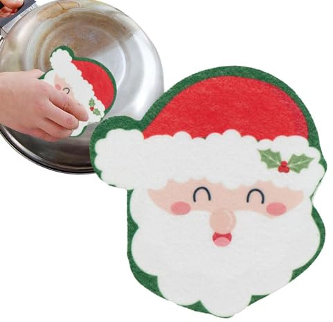 Anulely Putzschwamm, Weicher Weihnachtsmann Weihnachtsstrumpf Design Schrubberschwamm, Spülschwamm Küchenschwamm Scheuerschwamm Reinigungsmittel