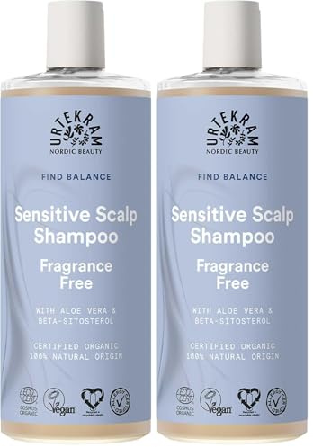 Urtekram Fragrance Free Shampoo – Zertifiziertes Bio-Shampoo Vegan, Parfümfrei für empfindliche Kopfhaut, Aloe Vera & Glycerin, sanfte Reinigung & Feuchtigkeit, 500 ml (2er Pack)
