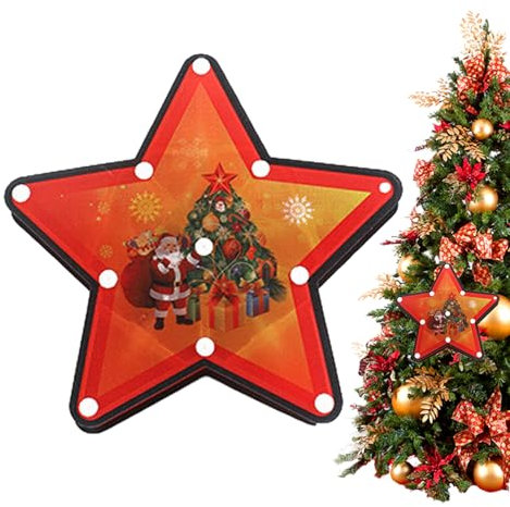 Rurunklee Weihnachtsbeleuchtung für Fenster, mit Saugnapf – Dekoration für Fenster, batteriebetrieben mit Saugnapf-Haken, leuchtender Stern in Form eines Weihnachtsbaums