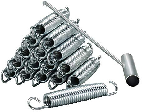 Trampolinfedern, robust, 14 - 17,8 cm, Edelstahl, Ersatzfedern, Universal-Trampolin-Zubehör mit Federwerkzeug, 16 Stück (17,8 cm)