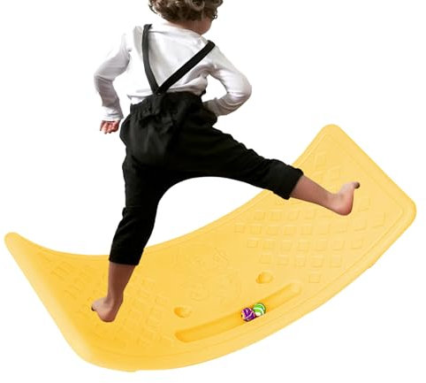KALAO Curved Wobble Board For Kids With Massage Points | Anti Slip Sensory Training Seesaw Toys, Childrens Balance Beam Seesaw Rocker