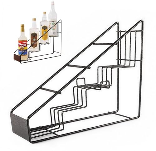 Stainless Steel Sirupflaschenhalter, 4 Fach Treppenform Drahtregal für Kaffee Gewürze Wein Rostbeständig Leicht zu Reinigen Stabile Struktur