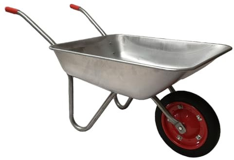 65 Litre 60kg Capacity Galvanised Samuel Alexander Metal Garden Trolley WheelBarrow -Heavy Duty Cart Wheelbarrows with Solid Puncture Proof Tyre