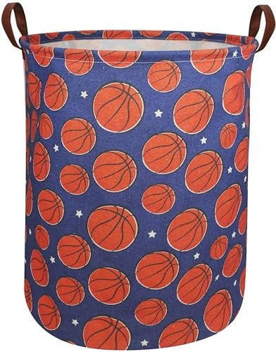 DDBASKET Kinder-Wäschekorb, Basketballkorb für Kinderzimmer, Jungen und Mädchen, niedlicher Aufbewahrungskorb für Kinderspielzeug, Organizer, Basketball, Raumdekoration für Zuhause (blauer Basketball)