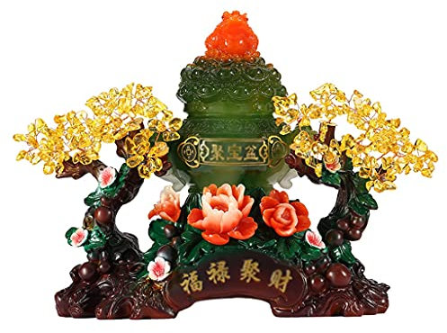 Árbol de piedras preciosas de cristal Cornucopia verde oscuro Árbol de la fortuna de cristal Decoración de la oficina en el hogar Árbol de la fortuna de cristal Feng Shui Árbol auspicioso Árbol de re