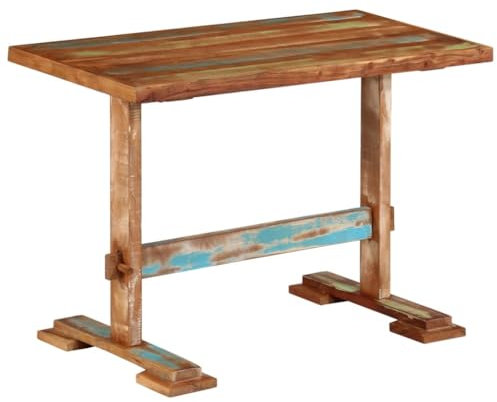 vidaXL Esstisch, Küchentisch mit Holzbeine, Speisetisch für Esszimmer Küche, Esszimmertisch Tisch, Retro-Stil, Rechteckig Altholz Massiv