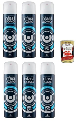 Infasil Deospray für Herren Derma 48h Fresh mit Molekül 2C, intensive Frische, Deo 6x 150 ml + Italian Gourmet polpa 400g