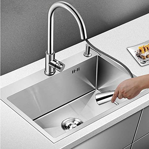 Stainless Steel Hand-Made Sink Single-Slot Thickened Kitchen Large Single-Slot Under-Counter Basin Washbasin