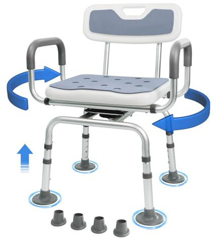 Eosprim Silla Bañera Personas Mayores, Silla Bañera Giratoria, Taburete Ducha para Mayores, Silla para Ducha, Banco para Baño, Banqueta Baño Ancianos, Asiento Bañera Adulto (Gris01, Grande)
