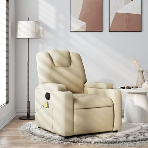 Willood Massagesessel Creme Stoff,Wohnzimmer relaxsessel,Massage Sessel,Relax Chair,Elektrischer Massagestuhl
