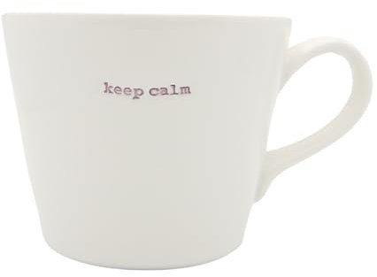 Keith Brymer Jones - Word Range - Standard Ceramic White Mug - Keep Calm (Lilac) - 350ml - Gift Boxed