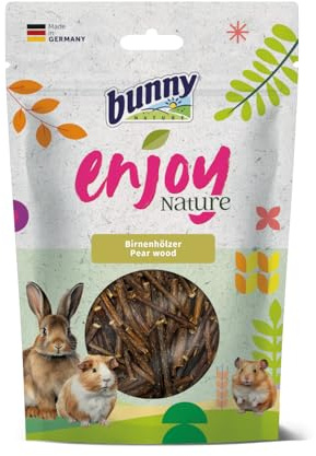 Bunny EnjoyNature Birnenhölzer | 100 g | Einzelfuttermittel für Zwergkaninchen und andere Nagetiere | Natürliche, Intensive Knabberbeschäftigung für Zwergkaninchen und Nagetiere