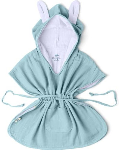 Mababu Badeponcho für Baby & Kinder EXTRA Weich (100% Bio-Baumwolle) | 1-7 Jahre | Handtuch Poncho Mit Hasenohren & Geschenkverpackung | Badetuch