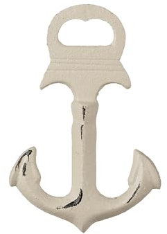 Abrebotellas Ancla de Hierro, Abridor Marinero, Abridor Cerveza Robusto, Abridor Nautico Resistente, Temática Náutica (ANCLA BLANCA, 13,5 cm)