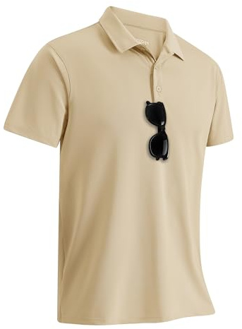 33,000ft Men's UPF50+ Quick-Dry Breathable Golf Polo Shirt | 4-Way Stretch, Lightweight, Cooling, Moisture-Wicking, Sunglasses Loop, for Golf Tennis Hiking Work Casual