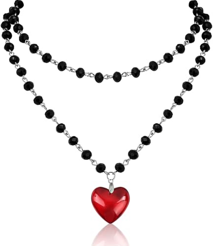 YUSHWENPTY Gothic Schmuck Necklace Y2k Liebes Kette Vampir Halskette Heart Necklace für Neujahr, Karneval, Valentinstag