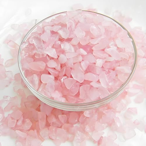 KUKUBAGS Rosenquarz-Kristalle, Vasenfüllsteine, rosa zerkleinerte Rosenquarz-Chips, dekorative Murmeln für Vasen, Kieselsteine für Zimmerpflanzen, Kies für Aquarium, 0,9 kg