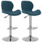 HEFZGDB Barhocker 2 STK. Blau Samt Hocker Klein Barhocker Küche Küchenstühle Modern Stuhl Küche für Wohnzimmer Café Gaststätten Bars