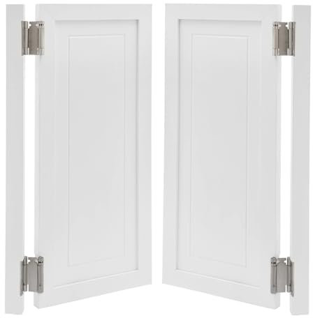 Schwingtüren Holz 90x90cm Cafétüren Saloon-Schwingtür, Café-Schwingtüren, Massivholz-Pendeltür für Thekentrennwand, Terrasse, Garteneingang (Weiß, 90x90cm)