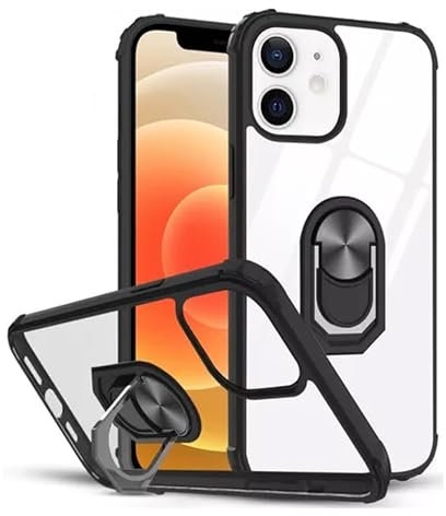 Movilear Funda Carcasa para Apple iPhone 11 4G, Antigolpes con Soporte de Anillo, TPU + PC Translucido Anti- Arañazos Negro Fant