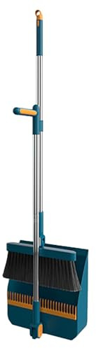Combo de escoba giratoria – Juego de barrido vertical con mango ajustable | Kit de limpieza de pie para cocina del hogar, mecanismo de bloqueo, diseño de cierre que ahorra espacio, ideal para el