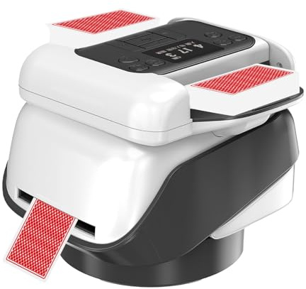 HAMON 2 in 1 Automatische Kartenmischer und Kartensender, Kartenmischmaschine Elektrische 360° Deal für 1-8 Spieler, Wiederaufladbarer Kartenmischer für UNO, Poker, Texas Hold Em, Blackjack