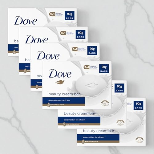 6 x 90g Dove Beauty Cream Bar Soap Classic Original – For Bath & Shower, Suitable for Normal & Sensitive Skin