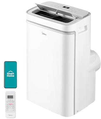 Midea ASHRAE (8.000 BTU DOE/SACC) Inverter portatile per aria condizionata, rinfresca fino a 350 metri quadrati, con deumidificatore e modalità ventilatore, telecomando, Amazon Alexa e Google