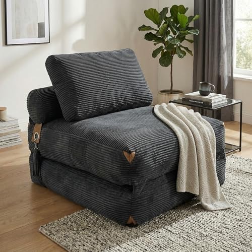 GRAVFORCE Faltbares Schlafsofa Umwandelbares 3-in-1 Sofa Bett Schlafsessel Sitzsack-Sofa Bodensofa für Schlafzimmer Wohnzimmer Dunkelgrau