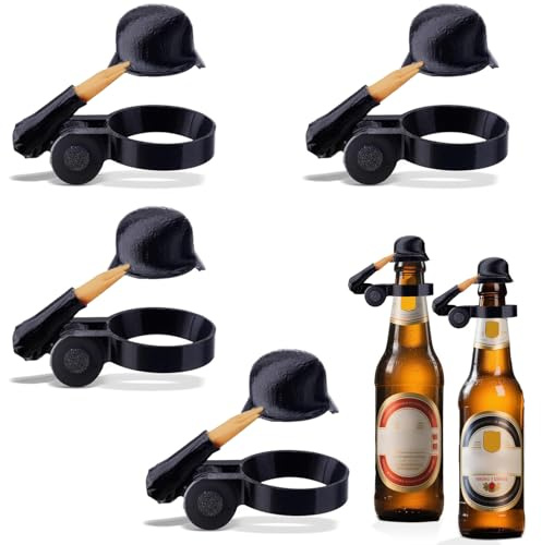 4PCS Soldier Salut Beer Bottles Helmet Beer Bottle Stoppers (Black)