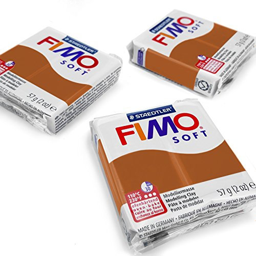 FIMO Pâte à modeler polymère souple pour four – Couleurs les plus populaires – 57 g – Lot de 3 – Caramel