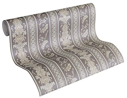 A.S. Création Vliestapete Hermitage 10 Tapete klassisch neo-barock 10,05 m x 0,53 m grau schwarz Made in Germany 335475 33547-5