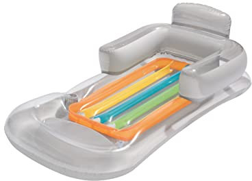 Bestway Chaise longue gonflable de luxe pour piscine avec support pour boisson Argenté