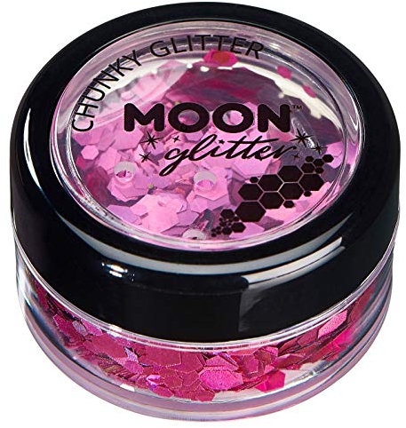 Holographischer grober Glitzer von Moon Glitter - 100% kosmetische Glitzer für Gesicht, Körper, Nägel, Haare und Lippen - 3g - Rosa